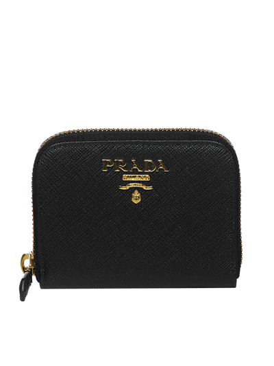 Prada Small Zip-around Wallet In Black