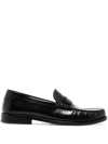 Saint Laurent Monogram Penny Loafers In Calf Leather In Schwarz