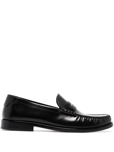 Saint Laurent Monogram Penny Loafers In Calf Leather In Black