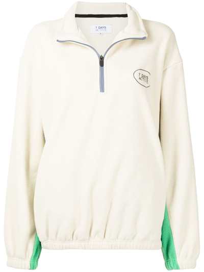 7 Days Active Womens Pistachio Creme/ Ig Logo-embroidered Fleece Sweatshirt M In Green