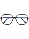Tom Ford Tortoiseshell-effect Square Glasses In Braun