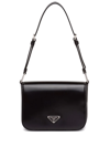 Prada Brushed Leather Shoulder Bag In Schwarz
