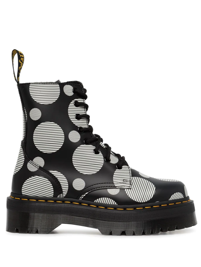 Dr. Martens White Polka Dot Jadon Platform Boots
