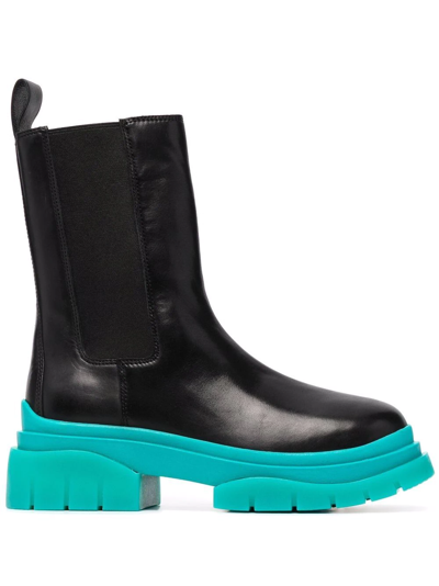 Ash Storm Chunky-sole Leather Boots In Black