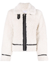 Stand Studio Off-white Faux-shearling Audrey Biker Jacket In Weiss