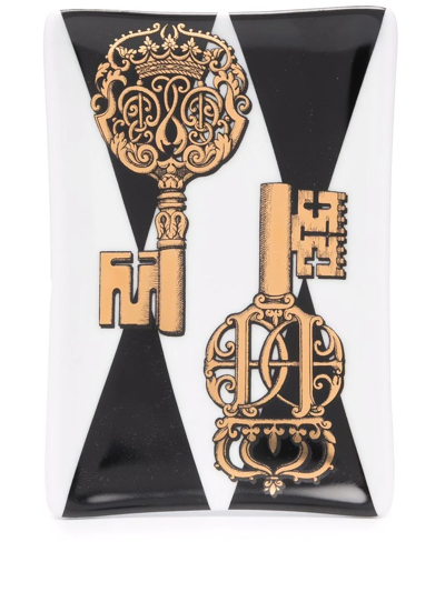 Fornasetti Chiavi Valet Tray In Schwarz