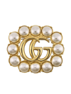 GUCCI PEARL DOUBLE G BROOCH