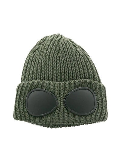 C.p. Company Babies' Lens Detail Knitted Beanie In Green