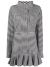 GINA HOUNDSTOOTH HIGH-NECK PLEATED DRESS