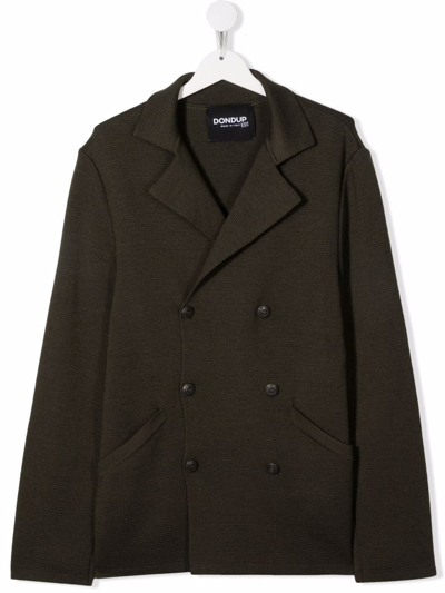 Dondup Teen Double-breasted Blazer In Green