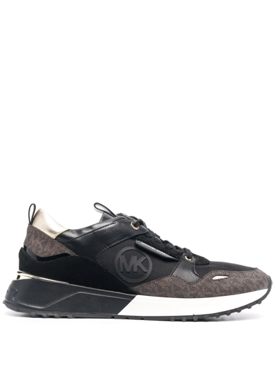 Michael Michael Kors Theo Monogram-print Low-top Sneakers In Black