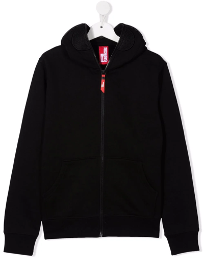 Ai Riders On The Storm Young Teen Zipped Cotton Hoodie In Black