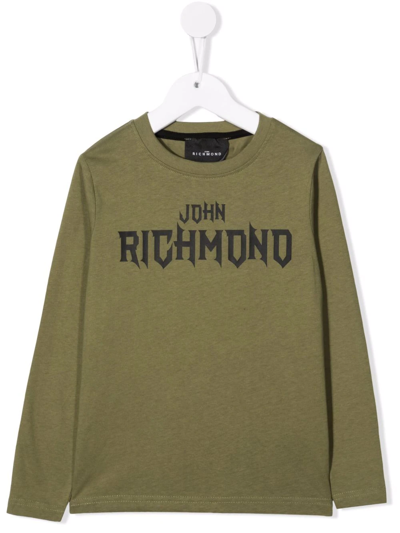 John Richmond Junior Kids' Logo Print T-shirt In Green