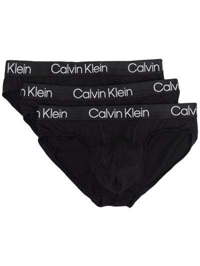 Calvin Klein Underwear Logo-waistband 3 Pack Briefs In Black