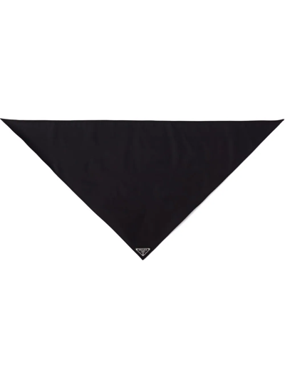 Prada Logo-plaque Scarf In Black