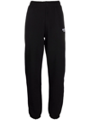 Rotate Birger Christensen + Net Sustain Mimi Embroidered Organic Cotton-jersey Tapered Track Pants In Black