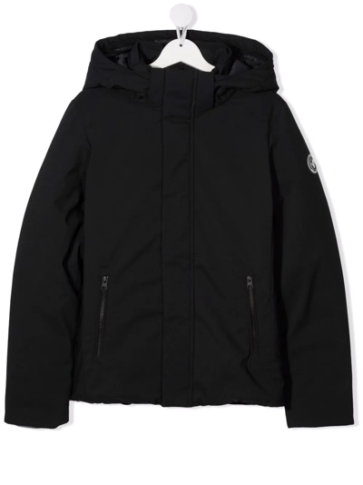 Save The Duck Teen Logo Patch Coat In Black