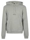 Saint Laurent Logo-print Drawstring Hoodie In Grey