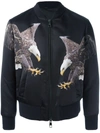 Neil Barrett Eagles Printed Satin Bomber Jacket In Black