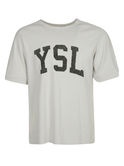 Saint Laurent Logo T-shirt In Grey