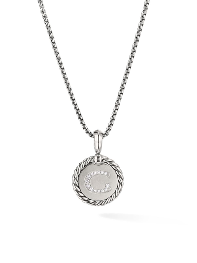 David Yurman Women's Cable Collectibles Sterling Silver & Pavé Diamond Initial Pendant Necklace In Initial G