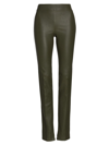 Helmut Lang Slit Leather Pant In Sage Multi