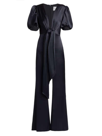 Galvan Eden Plunging Wide-leg Jumpsuit In Midnight