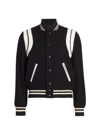 Saint Laurent Black Teddy Bomber Jacket In Black,ivory