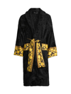 Versace Medusa Amplified Cotton Robe In Black Gold