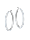 Swarovski Stone Crystal Hoop Earrings In Silver