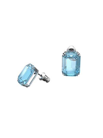 Swarovski Women's Millenia  Crystal Blue Octagon-cut Rhodium-plated Earrings