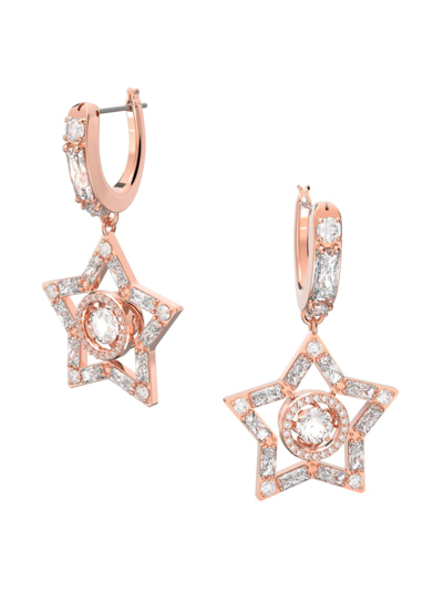 Swarovski Stella  Crystal Rose Goldplated Hoop Earrings In Rose Gold