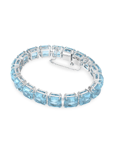 Swarovski Millenia  Crystal Blue Square-cut Rhodium-plated Bracelet