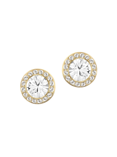 Swarovski Angelic Crystal Halo Stud Earrings In Gold Tone In Gold / Gold Tone