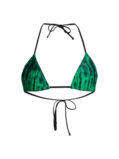 Tropic Of C Praia Printed Recycled Tech Bikini Top In 绿色