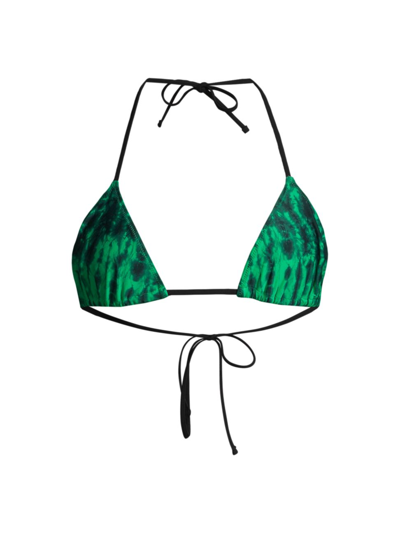 Tropic Of C Praia Printed Recycled Tech Bikini Top In Mystic Green