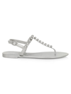 Stuart Weitzman Women's Goldie Metallic Bead T-strap Jelly Sandals In Silver Tonal