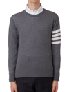 Thom Browne Men's Classic Merino Wool Crewneck Sweater In Med Grey