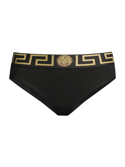 Versace Greek Border Bikini Bottom In Black