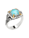 Konstantino Women's Azura Sterling Silver, 18k Yellow Gold & Turquoise Doublet Ring In Blue