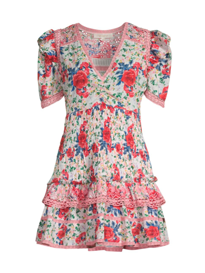 Loveshackfancy Rena Mini Floral Dress In Red