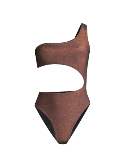 Sara Cristina Marea Cut-out One-piece Swimsuit In Shiny Brown