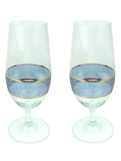 Michael Wainwright Panthera Indigo 2-piece Stemmed Water Glass Set In Blue