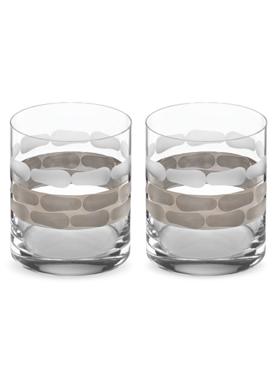 Michael Wainwright Truro Platinum 2-piece Double Old Fashioned Glass Set In Clear/platinum
