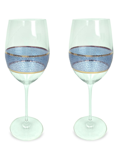 Michael Wainwright Panthera Platinum 2-piece Wine Glass Set In Gray