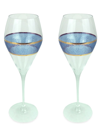 Michael Wainwright Panthera Indigo 2-piece Prosecco Glass Set In Blue