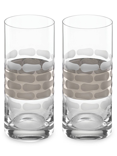 Michael Wainwright Truro Gold 2-piece Highball Glass Set In Clear/platinum