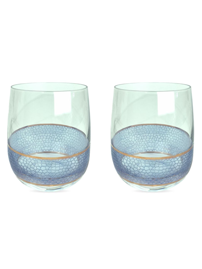 Michael Wainwright Panthera Indigo 2-piece Double Old Fasioned Glass Set In Blue