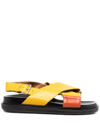 Marni Fussbett Criss-cross Strap Sandals In Yellow