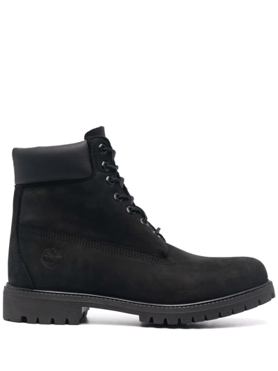 Timberland Brlack Water-proof Boots With Logo Plate In Black